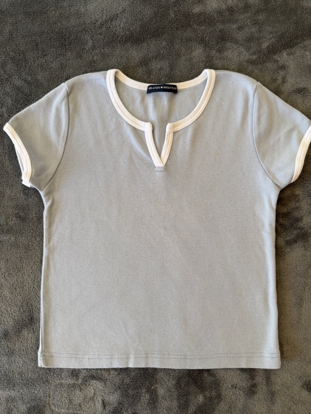 Brandy Melville Light Blue Ringer Tee